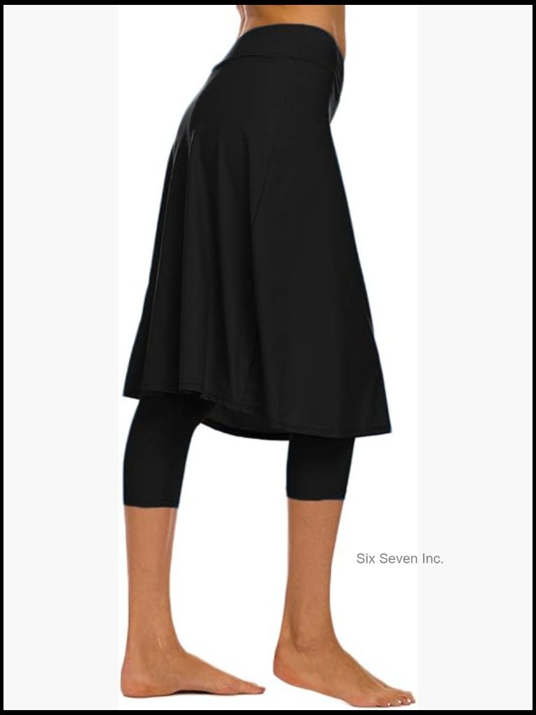 Extra Long Swim Skirt With Built-In Capris Leggings Upf 50+
